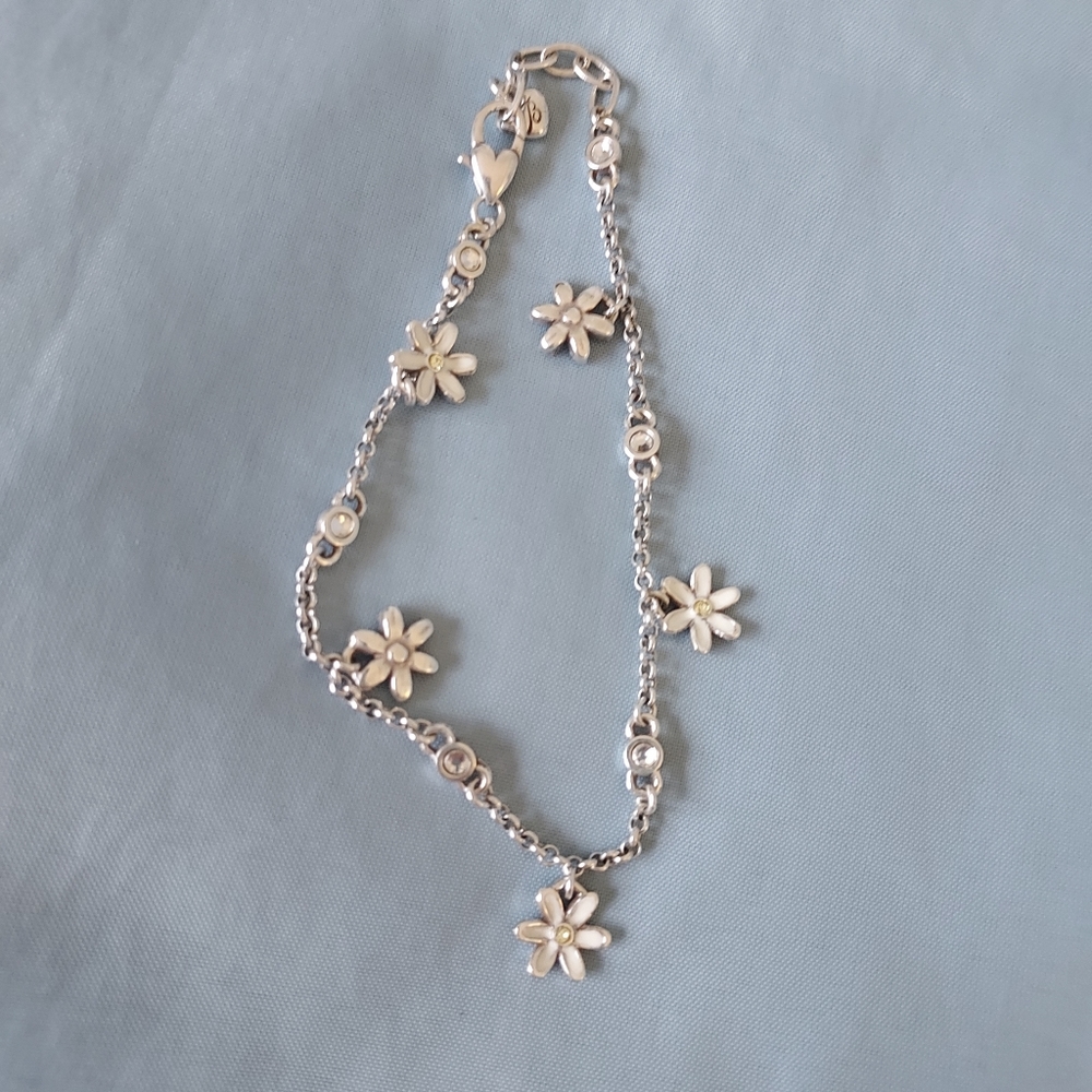 Brighton Daisy Flower & Rhinestone Anklet Ankle Bracelet